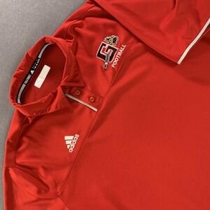 G Logo Football Shirt Mens 2XL Red Adidas ClimaCool Polo Short Sleeve Coach